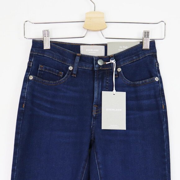 NWT Everlane The Authentic Stretch Mid Rise Skinny Jean Dark Blue Wash‎ 24 Tall - Picture 9 of 10